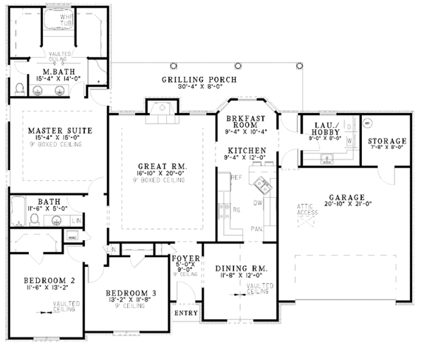 Dream House Plan - Ranch Floor Plan - Main Floor Plan #17-3016