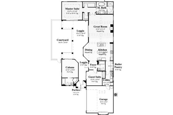 Floor Plan - Main Floor for Mediterranean House Plan #930-432 - 3 bed, 3 bath
