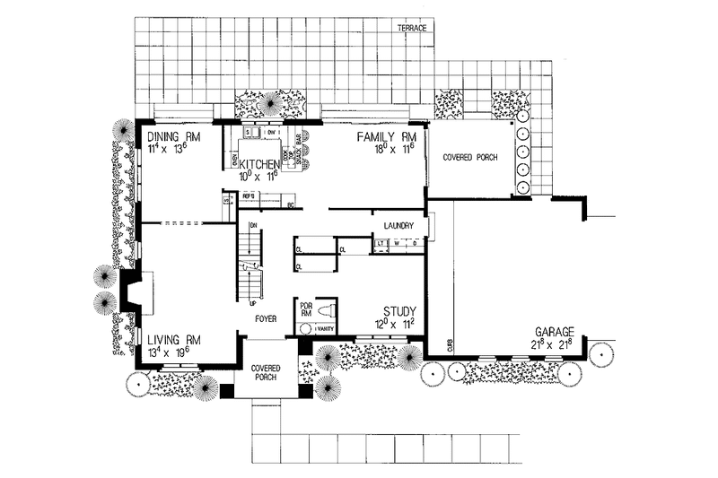 House Blueprint - Floor Plan - Main Floor for Contemporary House Plan #72-850 - 3 bed, 2.5 bath