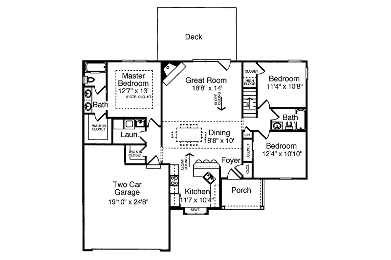 Home Plan - Floor Plan - Main Floor for Ranch House Plan #46-768 - 3 bed, 2 bath