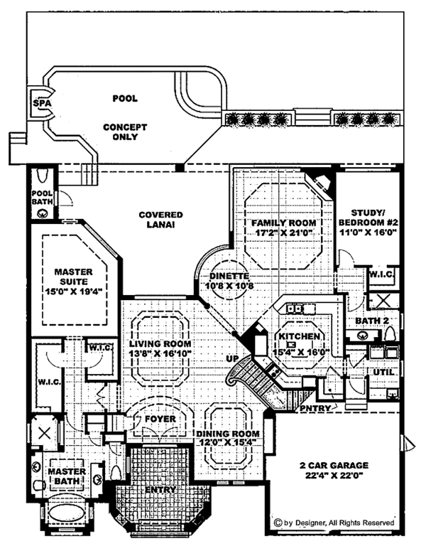House Design - Mediterranean Floor Plan - Main Floor Plan #1017-34