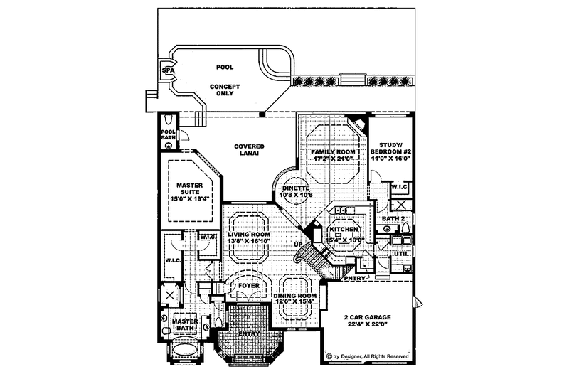 Dream House Plan - Floor Plan - Main Floor for Mediterranean House Plan #1017-34 - 5 bed, 4.5 bath