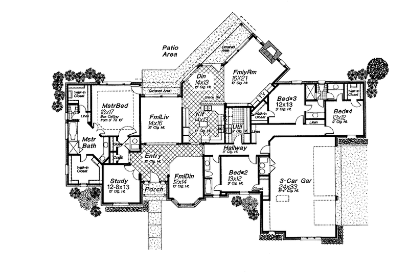 Dream House Plan - Floor Plan - Main Floor 1 for Country House Plan #310-1035 - 4 bed, 3 bath