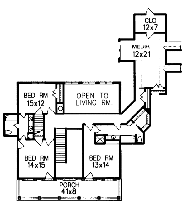 House Blueprint - Classical Floor Plan - Upper Floor Plan #15-368
