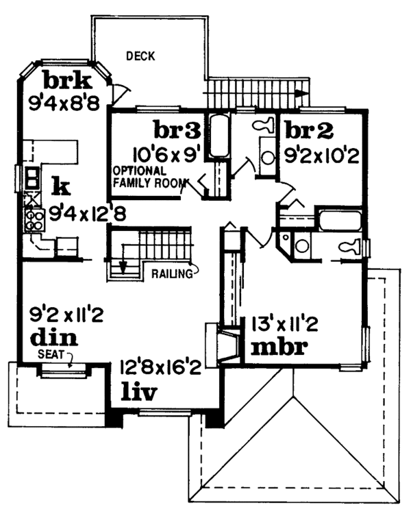 House Blueprint - Traditional Floor Plan - Upper Floor Plan #47-916