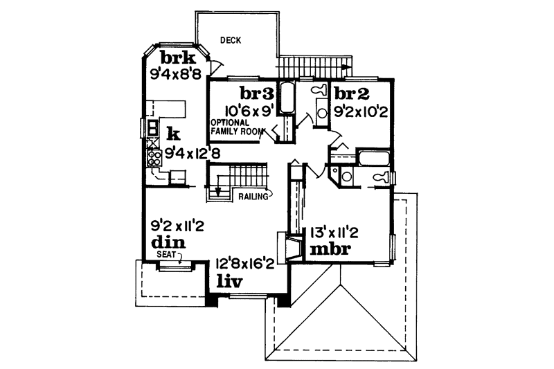 House Blueprint - Floor Plan - Upper Floor for Traditional House Plan #47-916 - 3 bed, 2 bath