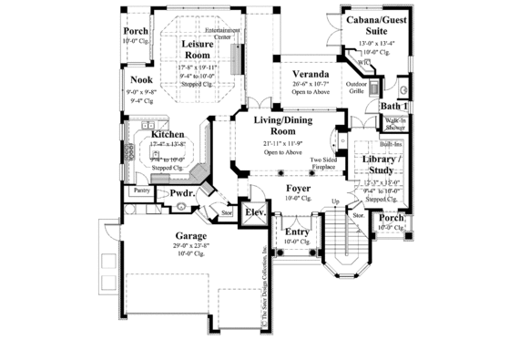Floor Plan - Main Floor for Country House Plan #930-281 - 5 bed, 5.5 bath