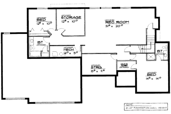 Floor Plan - Lower Floor for European House Plan #308-240 - 4 bed, 4 bath