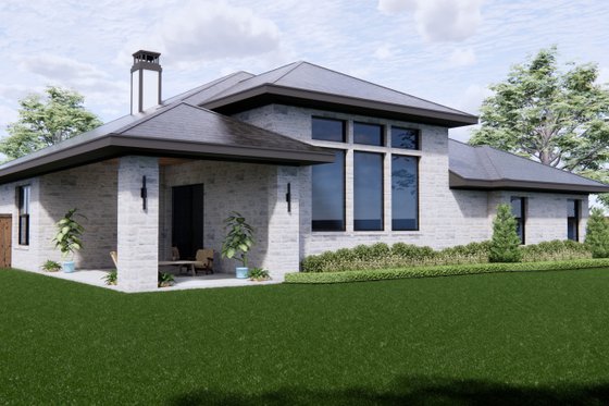 Exterior - Rear Elevation for Modern House Plan #1096-93 - 4 bed, 2.5 bath