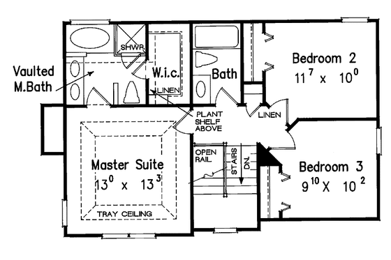 Floor Plan - Upper Floor for Country House Plan #927-90 - 3 bed, 2.5 bath