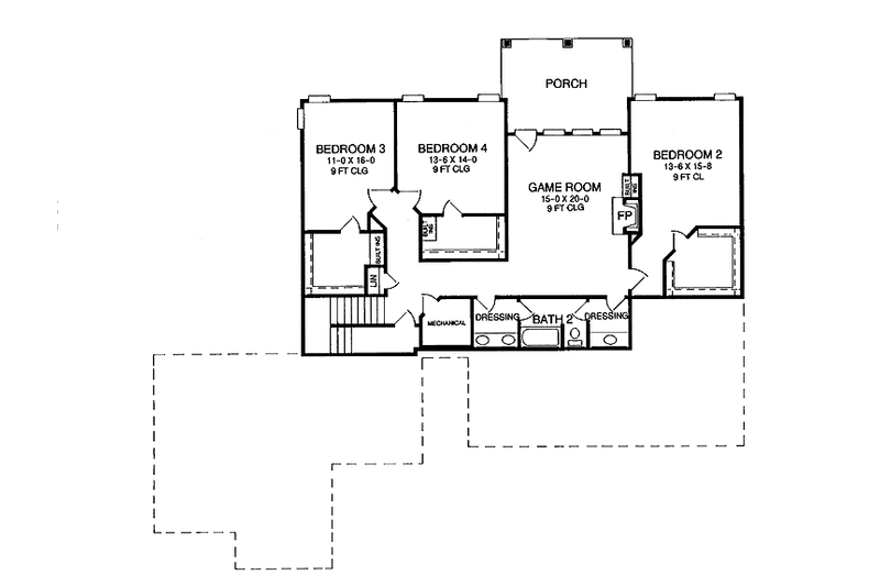 House Blueprint - Floor Plan - Upper Floor for Country House Plan #952-108 - 4 bed, 2.5 bath