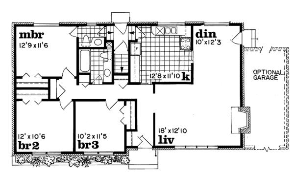 Architectural House Design - Ranch Floor Plan - Main Floor Plan #47-953