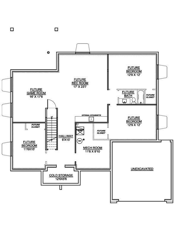 House Blueprint - Contemporary Floor Plan - Lower Floor Plan #1073-37