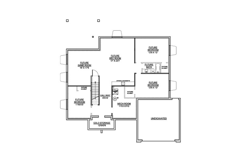 Dream House Plan - Floor Plan - Lower Floor for Contemporary House Plan #1073-37 - 3 bed, 2 bath