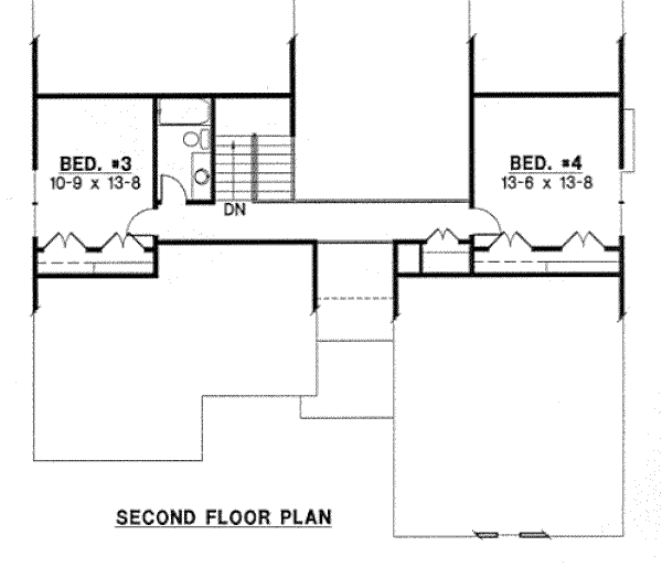 Traditional Floor Plan - Upper Floor Plan #67-752