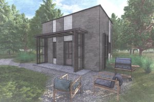 Exterior - Front Elevation 4 for Modern House Plan #549-23 - 1 bed, 1 bath