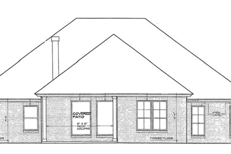 House Blueprint - Exterior - Rear Elevation for Traditional House Plan #310-1262 - 3 bed, 2 bath