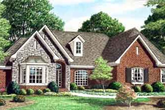Exterior - Front Elevation for European House Plan #34-203 - 3 bed, 2.5 bath