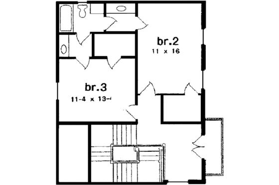 Floor Plan - Upper Floor for European House Plan #301-106 - 3 bed, 3.5 bath