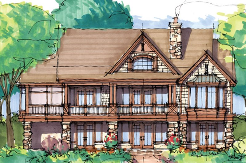 Home Plan - Exterior - Rear Elevation 1 for European House Plan #929-899 - 3 bed, 3.5 bath