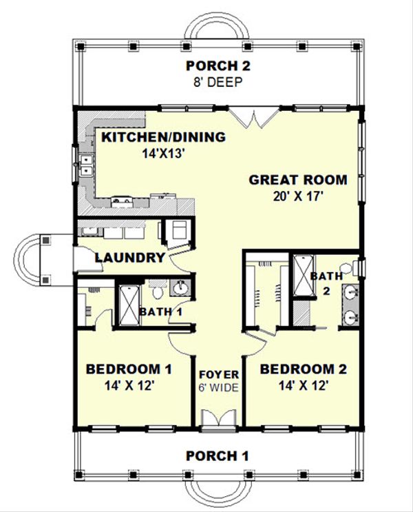 House Blueprint - Cottage Floor Plan - Main Floor Plan #44-165