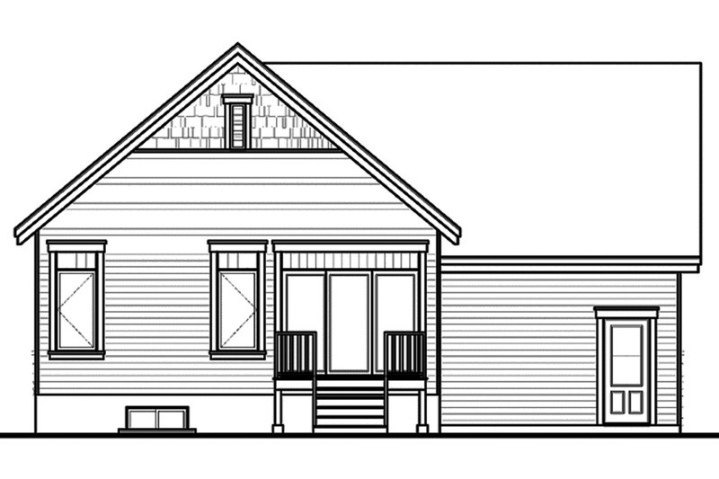 House Blueprint - Exterior - Rear Elevation for Craftsman House Plan #23-2386 - 1 bed, 1 bath