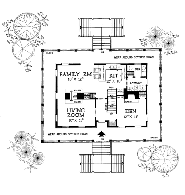 House Blueprint - Country Floor Plan - Main Floor Plan #72-984