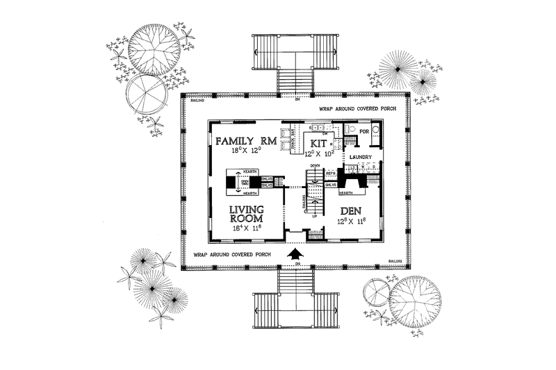 Home Plan - Floor Plan - Main Floor for Country House Plan #72-984 - 3 bed, 2.5 bath