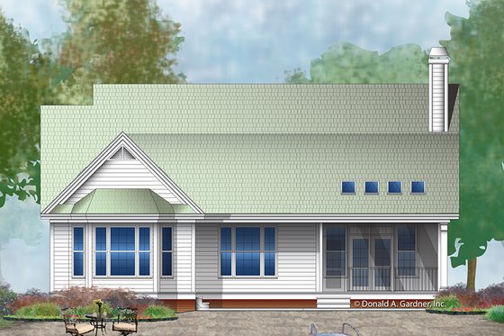 Exterior - Rear Elevation for Ranch House Plan #929-991 - 3 bed, 2.5 bath