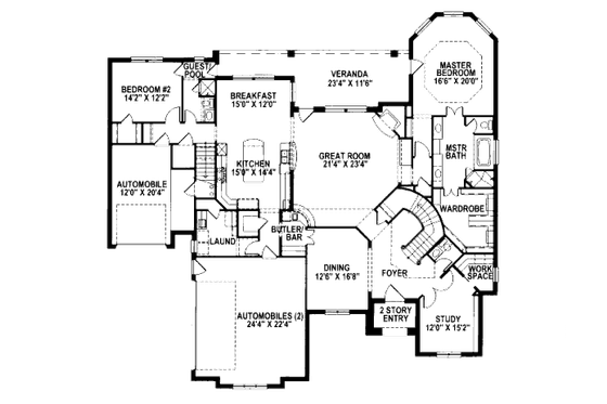 Floor Plan - Main Floor for European House Plan #141-317 - 4 bed, 4.5 bath