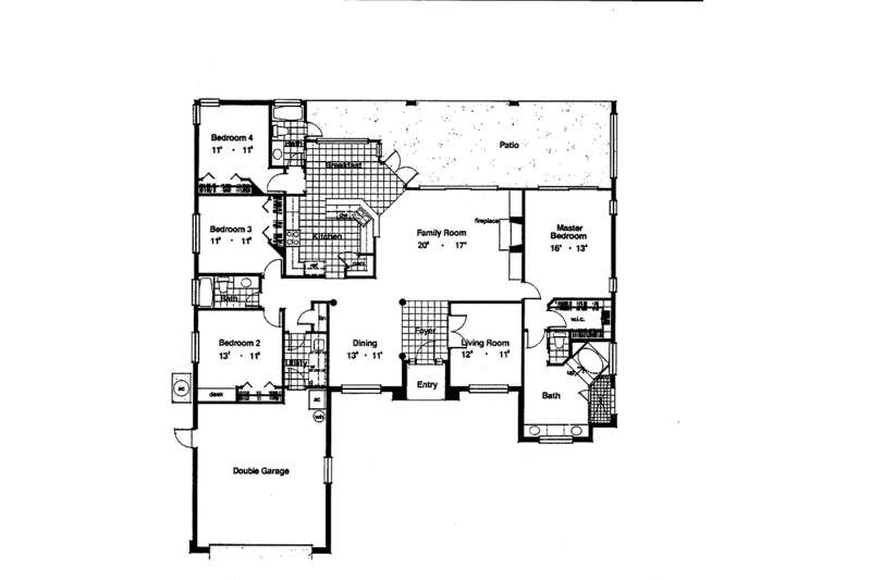 Architectural House Design - Floor Plan - Main Floor for Mediterranean House Plan #417-458 - 4 bed, 3 bath