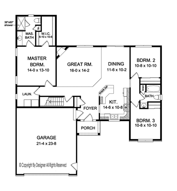 House Plan Design - Ranch Floor Plan - Main Floor Plan #1010-147