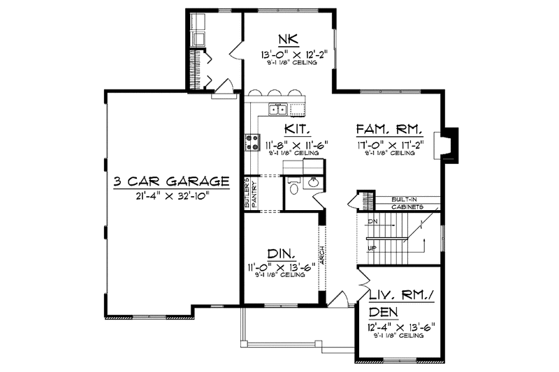 Architectural House Design - Floor Plan - Main Floor for Country House Plan #70-1372 - 4 bed, 2.5 bath