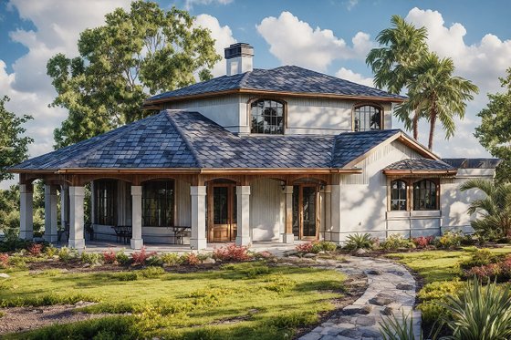 Exterior - Front Elevation 4 House Plan #124-236 - 2 bed, 2 bath
