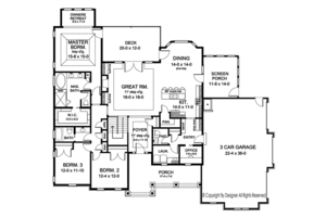 Floor Plan - Main Floor for Ranch House Plan #1010-195 - 3 bed, 2.5 bath