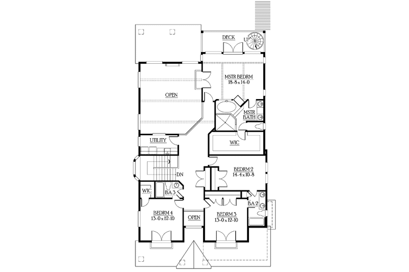 Home Plan - Floor Plan - Upper Floor for Craftsman House Plan #132-445 - 4 bed, 4.5 bath