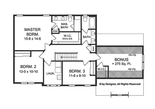 Colonial Floor Plan - Upper Floor Plan #1010-120