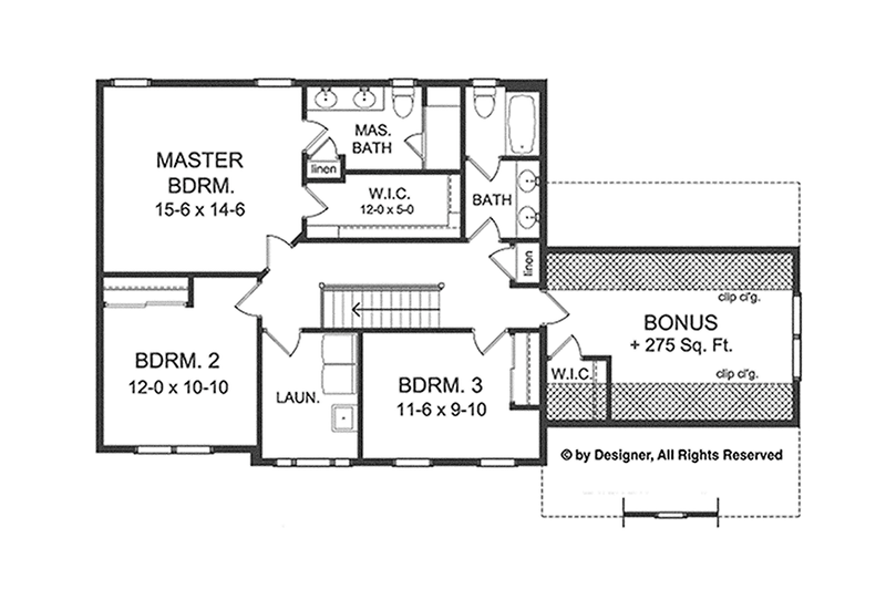 Dream House Plan - Floor Plan - Upper Floor for Colonial House Plan #1010-120 - 3 bed, 2.5 bath