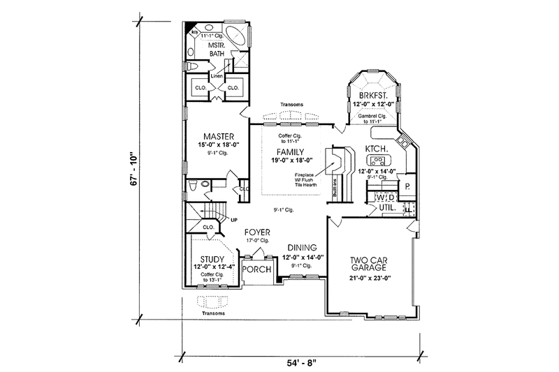 House Blueprint - Floor Plan - Main Floor for Country House Plan #974-52 - 4 bed, 3.5 bath