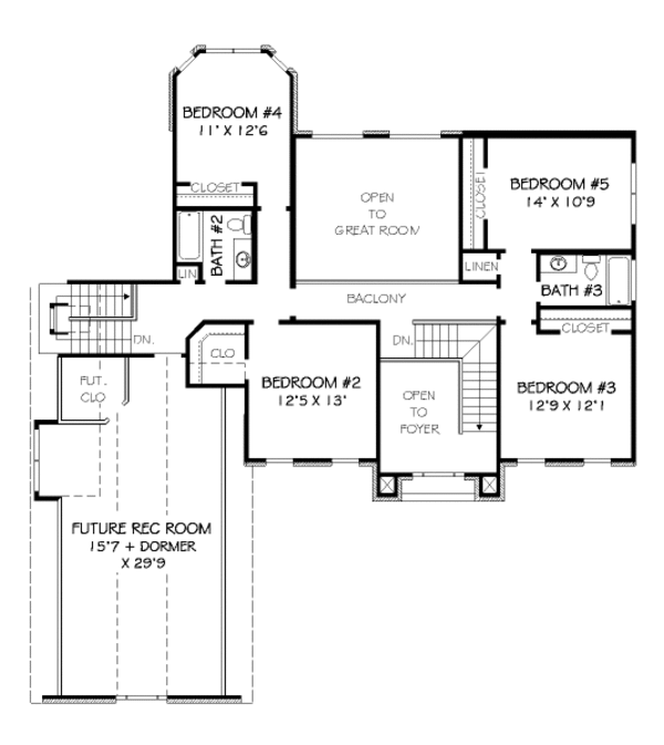Traditional Floor Plan - Upper Floor Plan #424-352