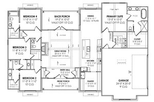 Floor Plan - Main Floor for Country House Plan #1096-86 - 4 bed, 3.5 bath