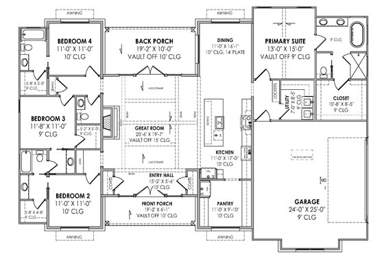 Floor Plan - Main Floor for Country House Plan #1096-86 - 4 bed, 3.5 bath