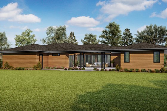 Exterior - Rear Elevation for Prairie House Plan #48-1085 - 4 bed, 3.5 bath