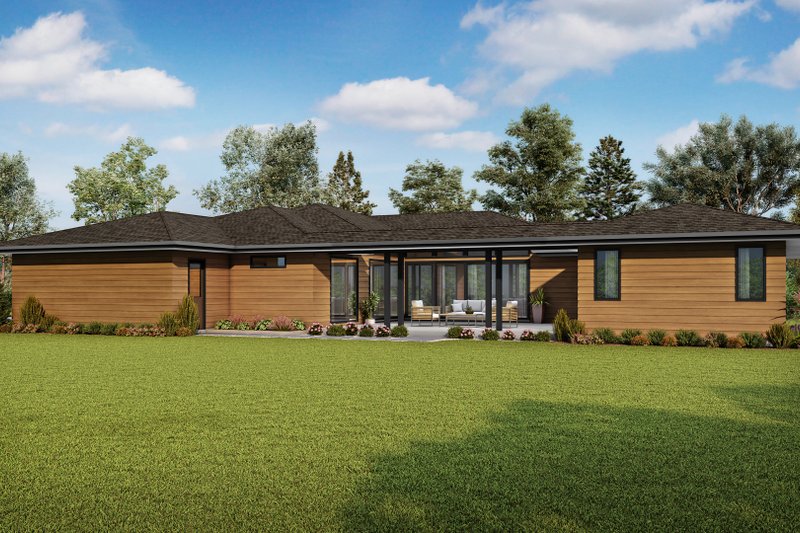 House Plan Design - Exterior - Rear Elevation for Prairie House Plan #48-1085 - 4 bed, 3.5 bath