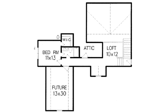 Floor Plan - Upper Floor for European House Plan #15-204 - 3 bed, 3 bath