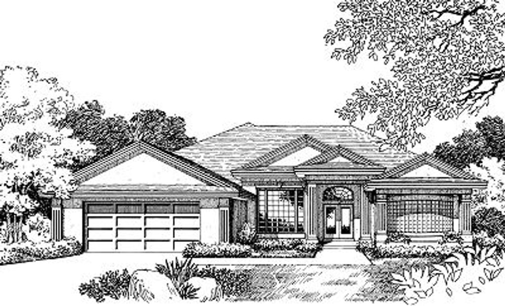 Exterior - Front Elevation 2 for Mediterranean House Plan #417-253 - 4 bed, 3 bath