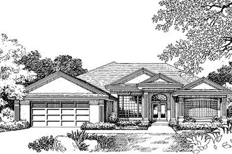 Exterior - Front Elevation 2 for Mediterranean House Plan #417-253 - 4 bed, 3 bath