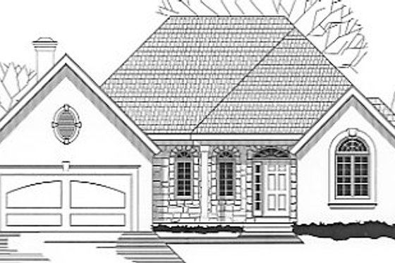 Exterior - Front Elevation for European House Plan #67-351 - 4 bed, 3 bath