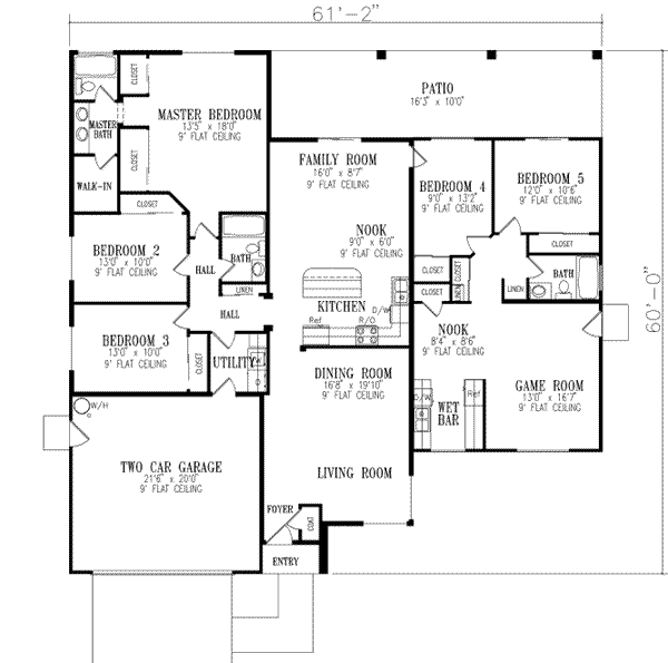 Home Plan - Traditional Floor Plan - Main Floor Plan #1-568