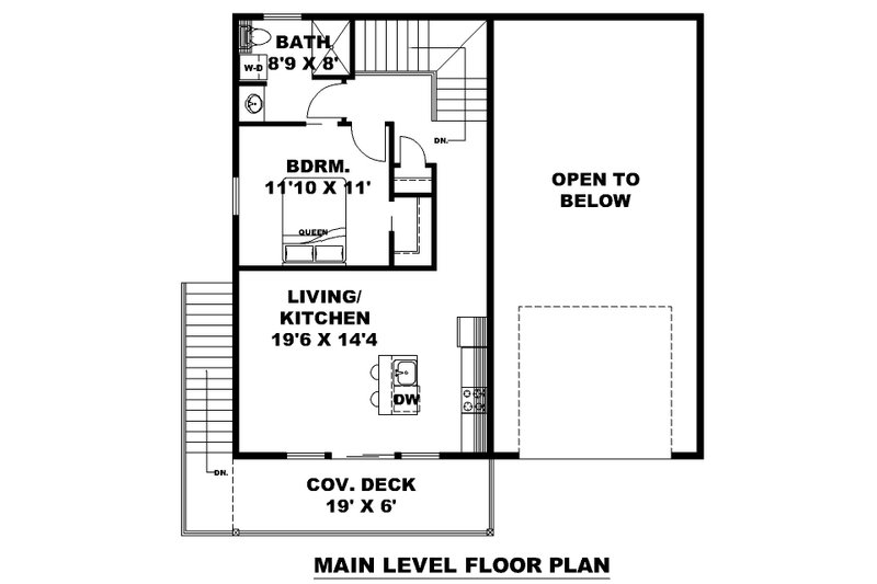 Architectural House Design - Floor Plan - Main Floor for Craftsman House Plan #117-1058 - 1 bed, 1 bath